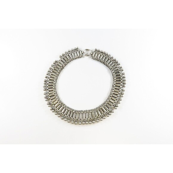 Antique Victorian Sterling Collar Book Chain Necklace Etched Links 17" Long - Picture 1 of 10